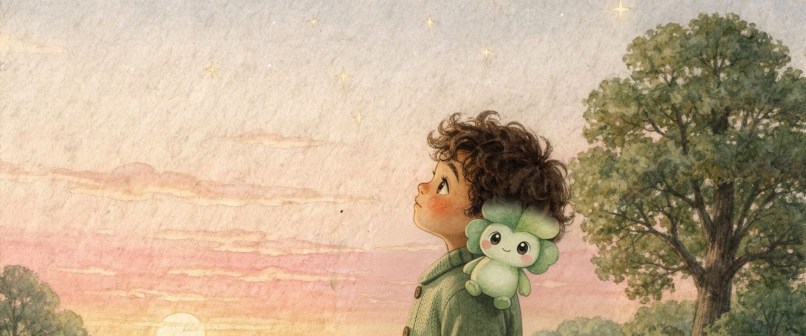 A child at sunset on the walk home from The Lucky Little Clover